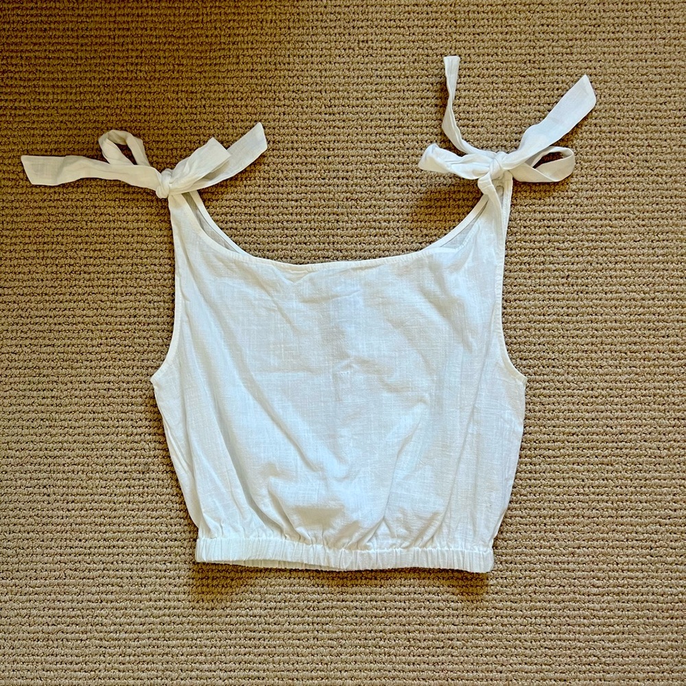 Princess Polly - White Linen Tank Top
